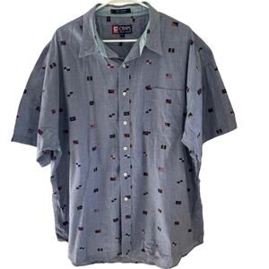 Vintage Chaps Ralph Lauren World Flags All Over Print Button Up Size XXL